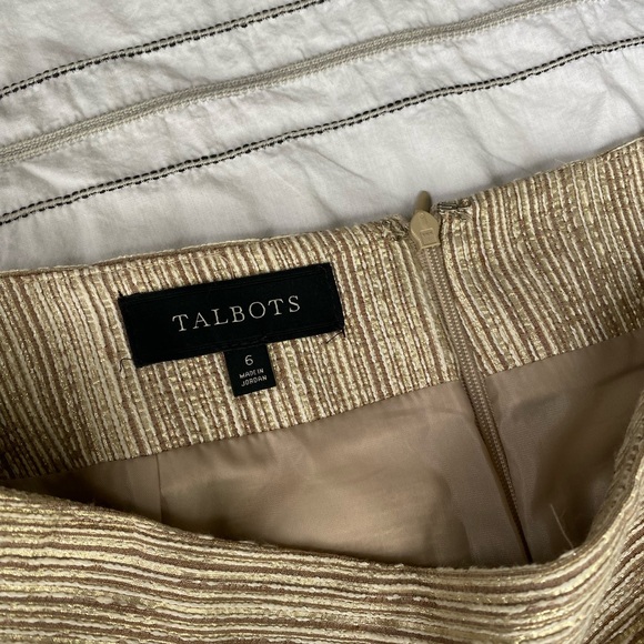 Talbots Pencil skirt size 6 cream with gold thread GUC - Picture 2 of 5